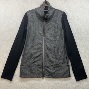 Lululemon Jacket Womens 10 Black Daily Yoga Coco Pique Full Zip Loose Pockets